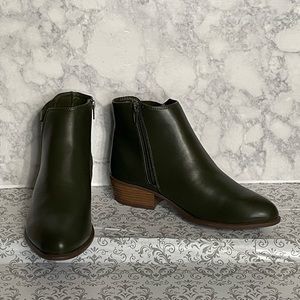 booties size 7 olive green color.